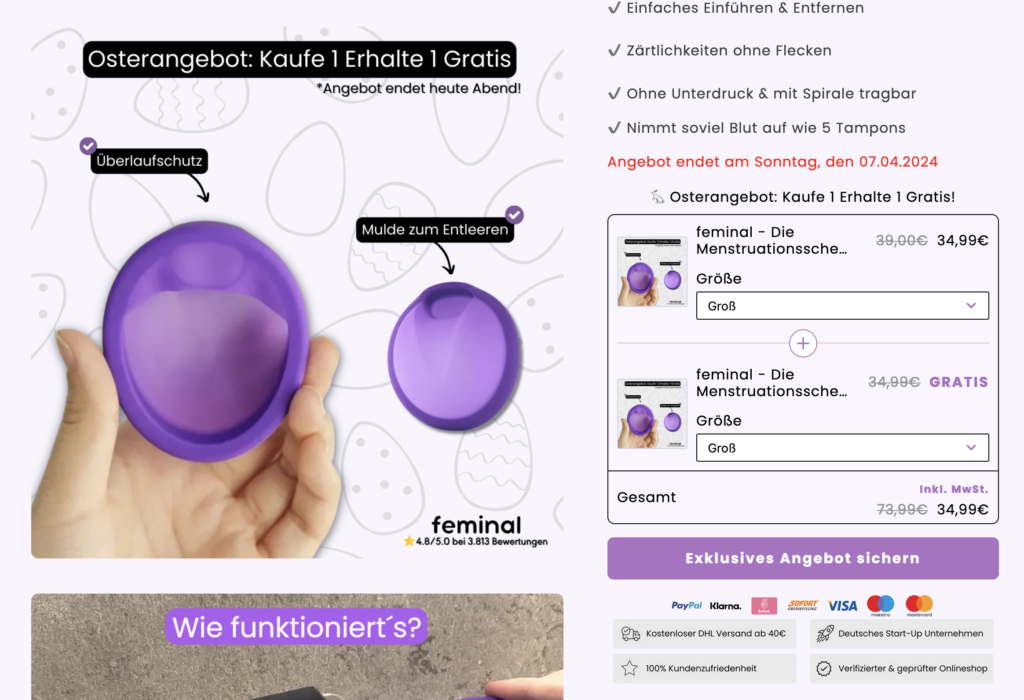 das Angebot der Websiete feminal-offical.de