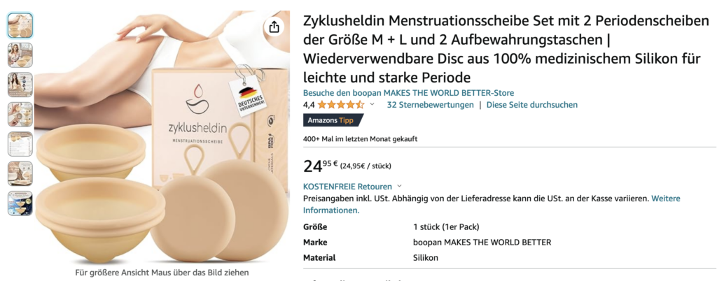das amazon-Angebot von Zyklusheldin / boopan